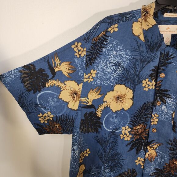 Paradise Collection Men Shirt Size XL Blue Button Up 100% Washable Silk Hawaiian - Picture 6 of 9